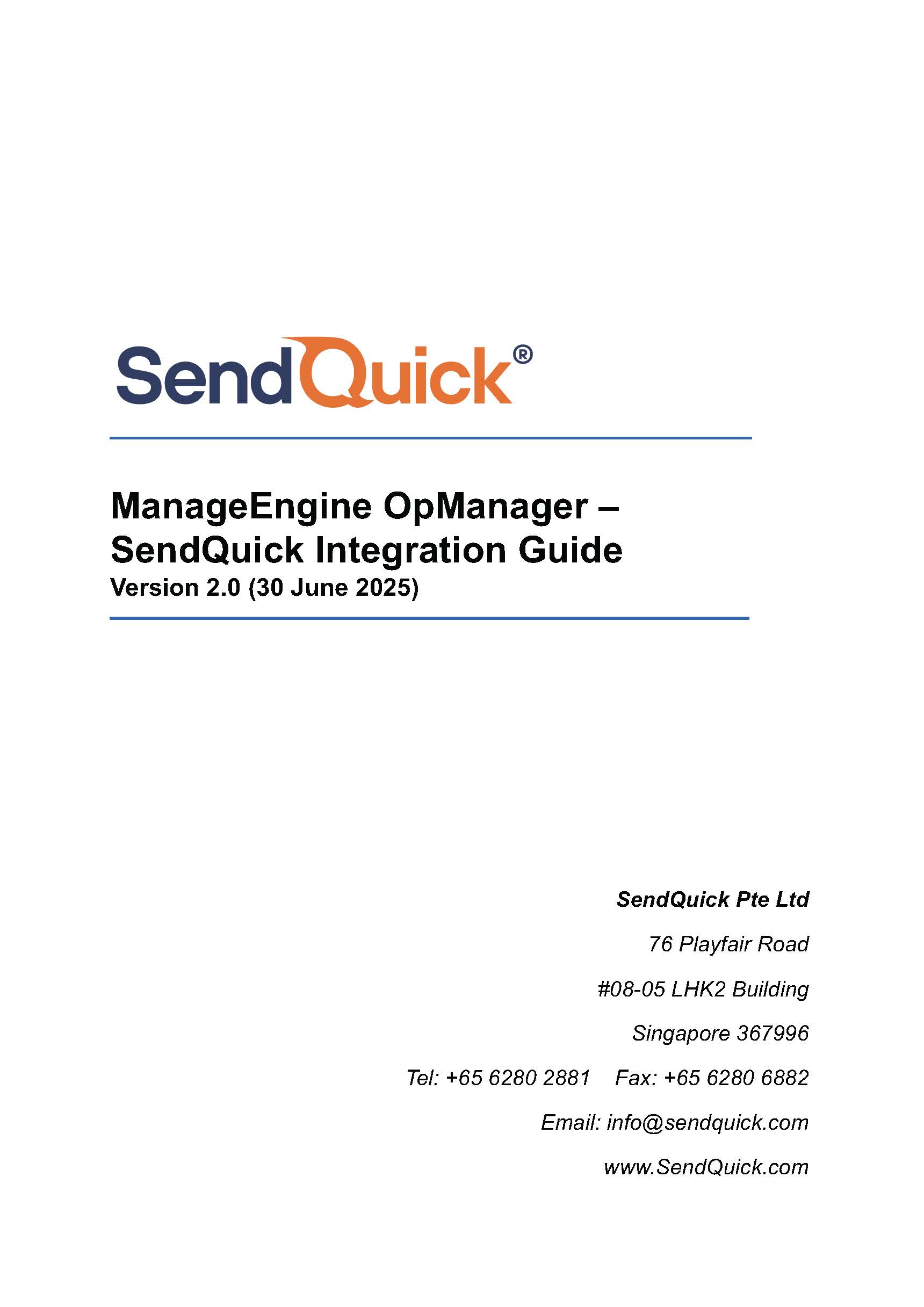 ManageEngine OpManager – SendQuick Integration Guide - SendQuick